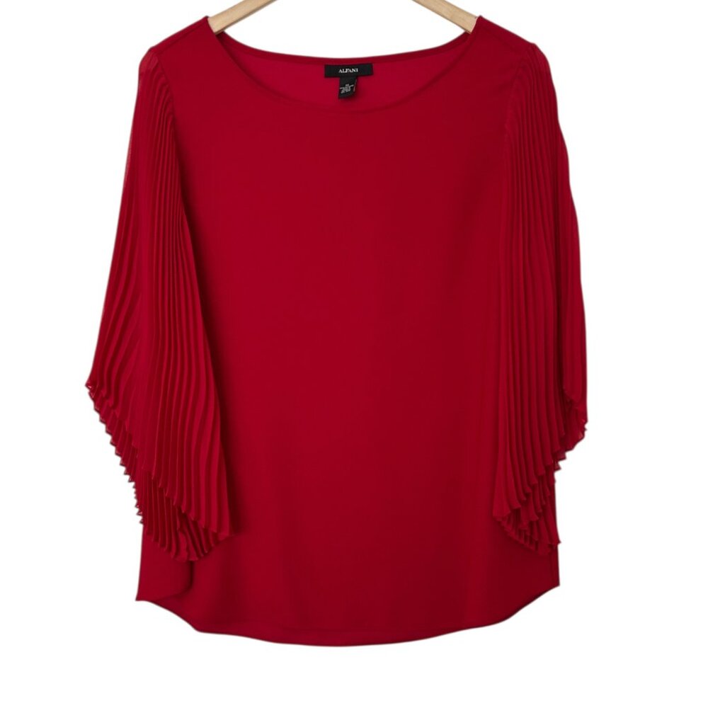 Alfani Accordion Pleated Bell 3/4 Sleeve‎ Blouse Top (10)